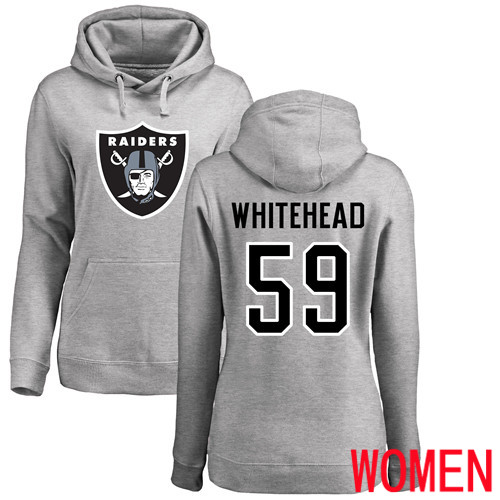 Oakland Raiders Ash Women Tahir Whitehead Name and Number Logo NFL Football #59 Pullover Hoodie Sweatshirts